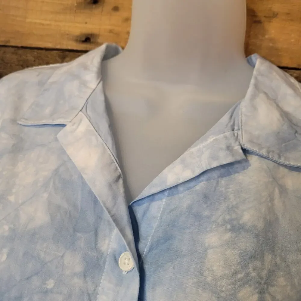 SALE-Thread & Supply women's blue tie dye oversized button up top Sz XS - Picture 3 of 9